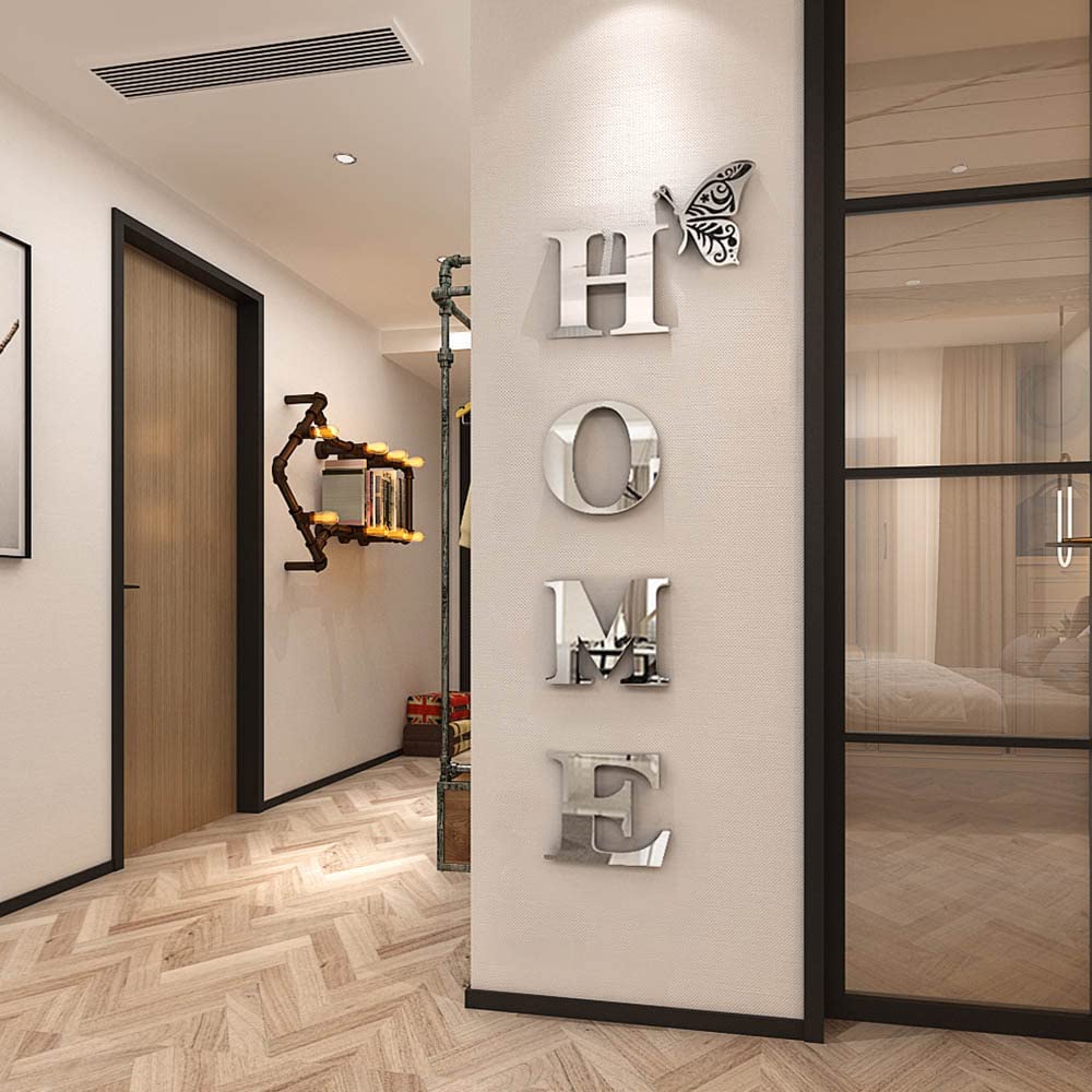 Home Letter Signs Acrylic Mirror Wall Stickers 