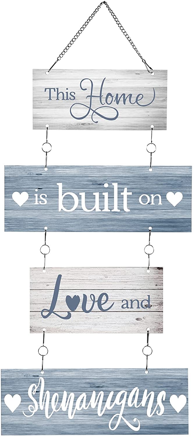 This Home is Built on Love and Shenanigans Hanging Home Wall Sign