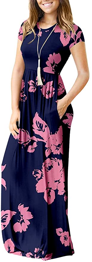 HAOMEILI Women's Short Sleeve Long Maxi Dress