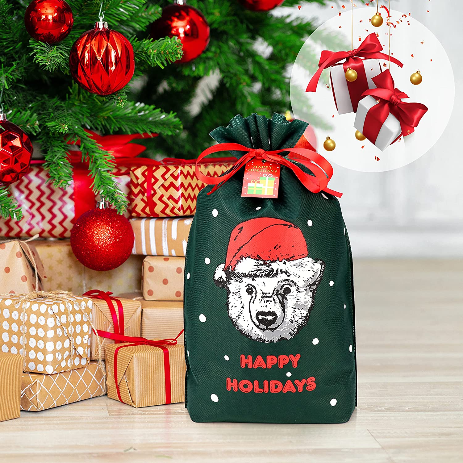 Christmas Gift Bags with Drawstring