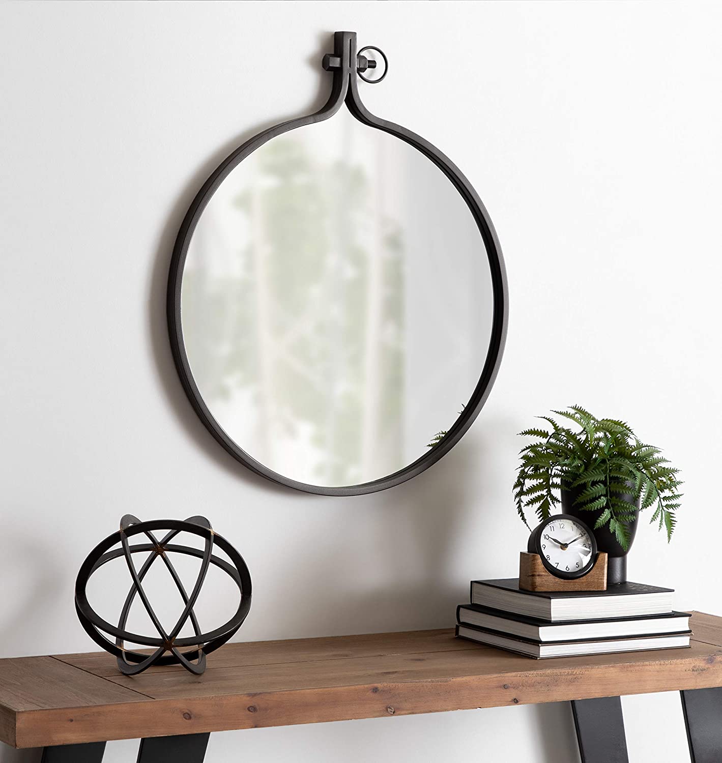 1. Kate and Laurel Yitro Round Industrial Rustic Metal Framed Wall Mirror