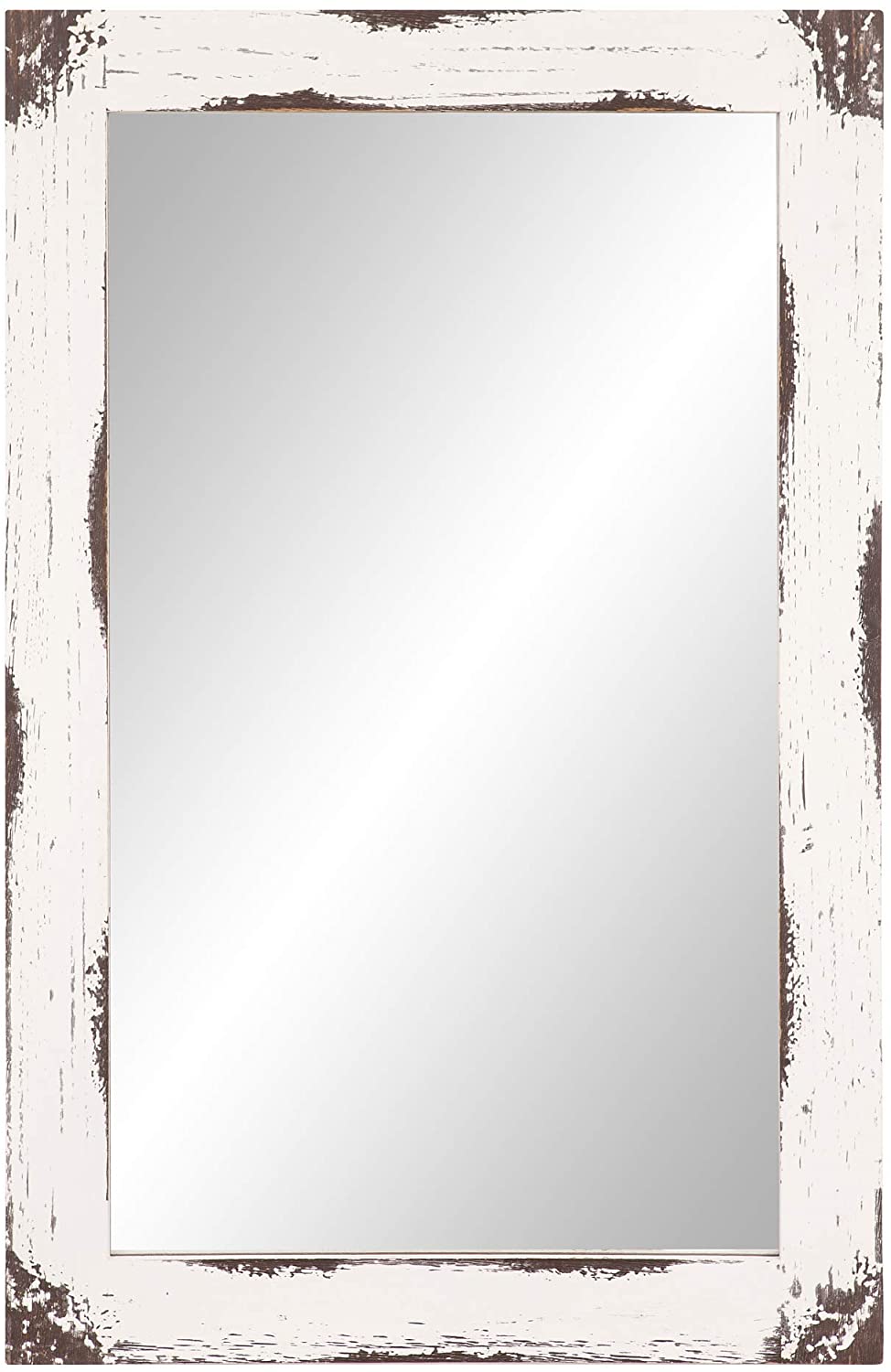 24x36 Distressed White Reclaimed Wood Wall Mirror