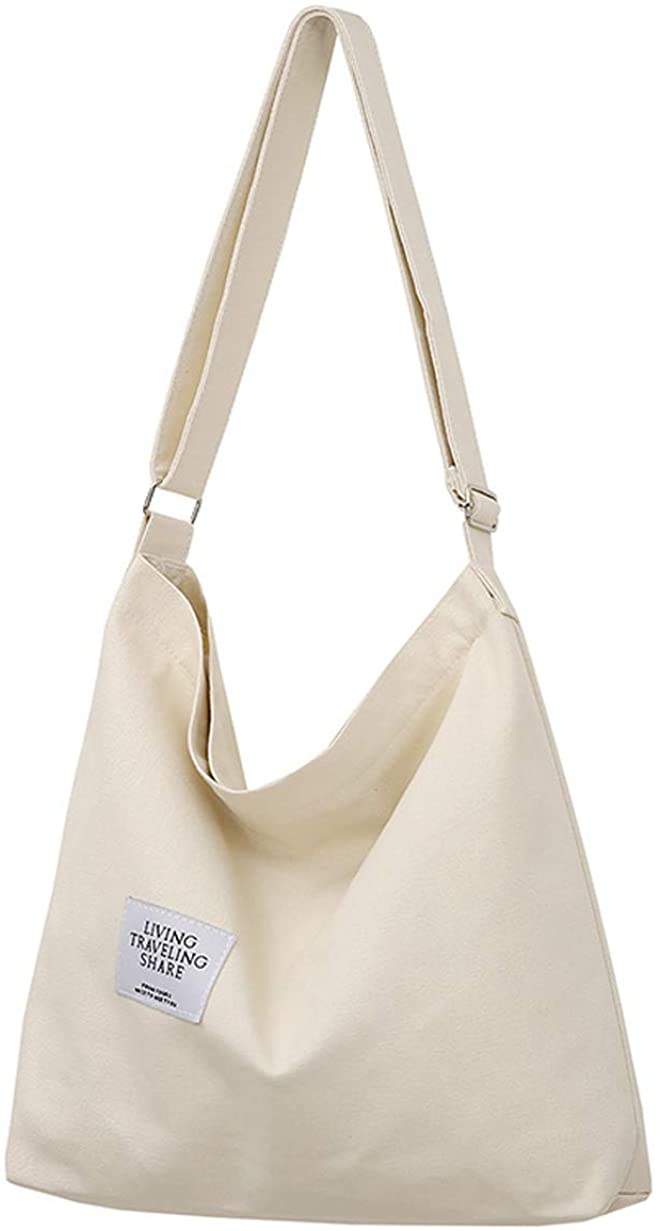 Covelin Women's Retro Large Size Canvas Shoulder Bag Hobo Crossbody Handbag Casual Tote