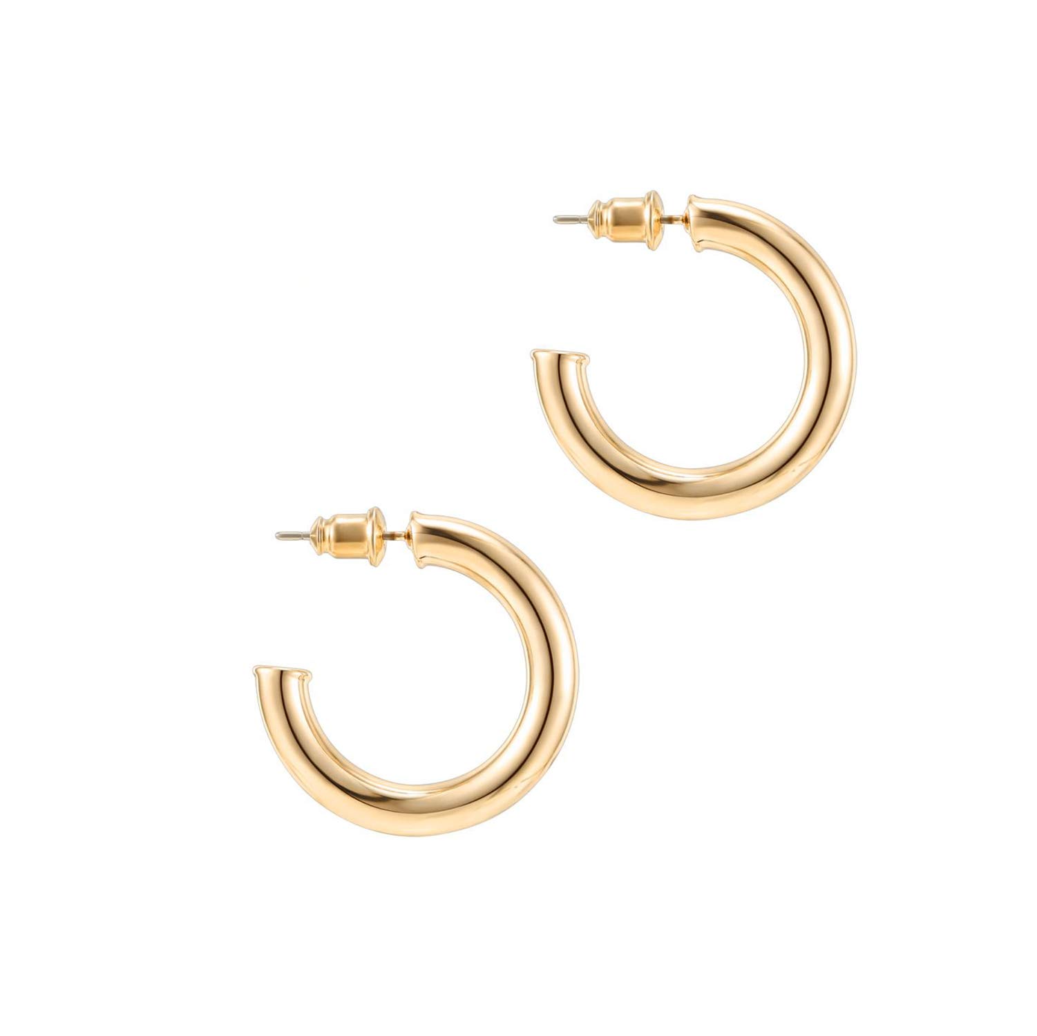 Gold Colored Lightweight Chunky Open Hoops