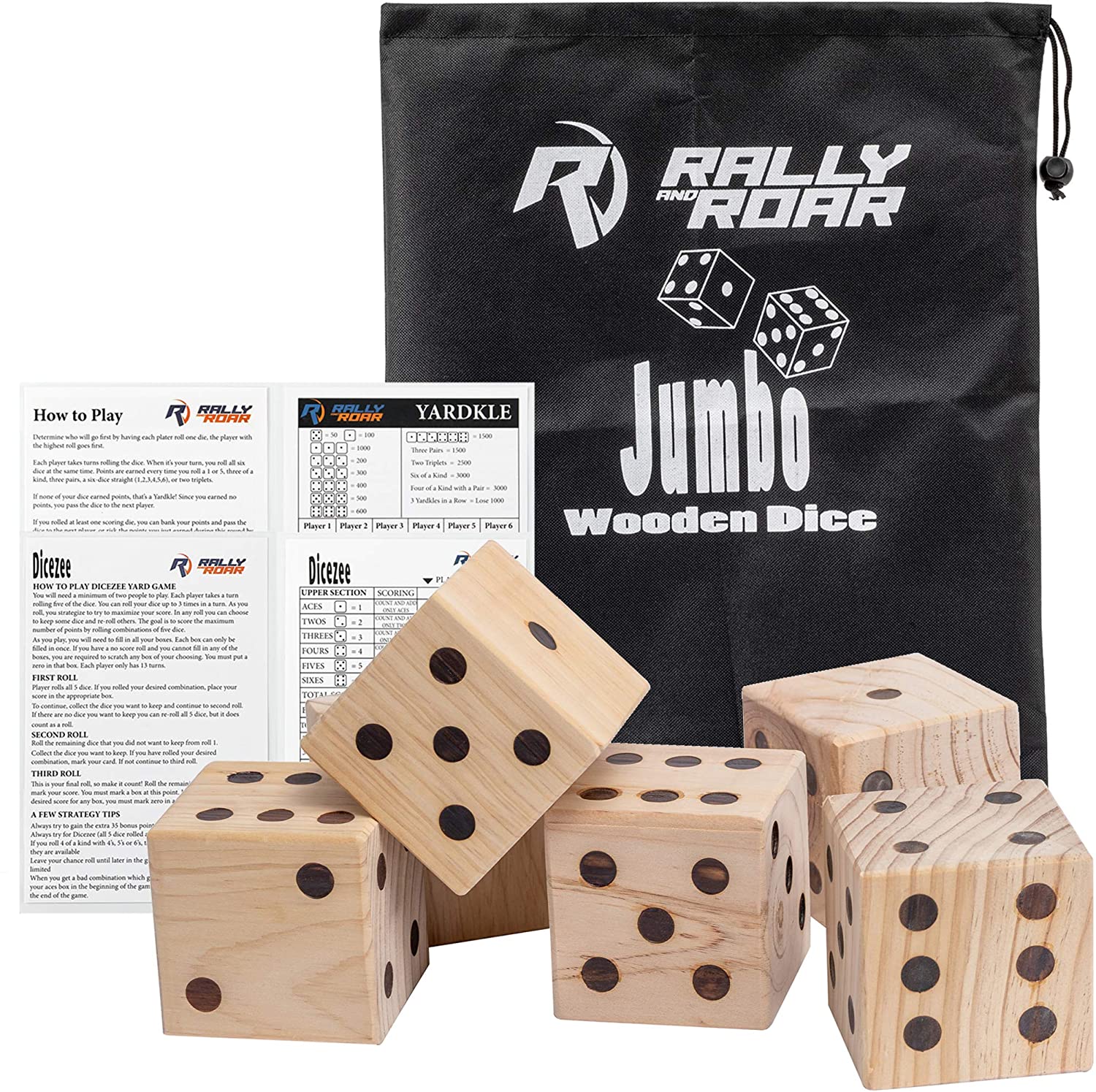 Rally and Roar Giant Backyard Wood Dice Set