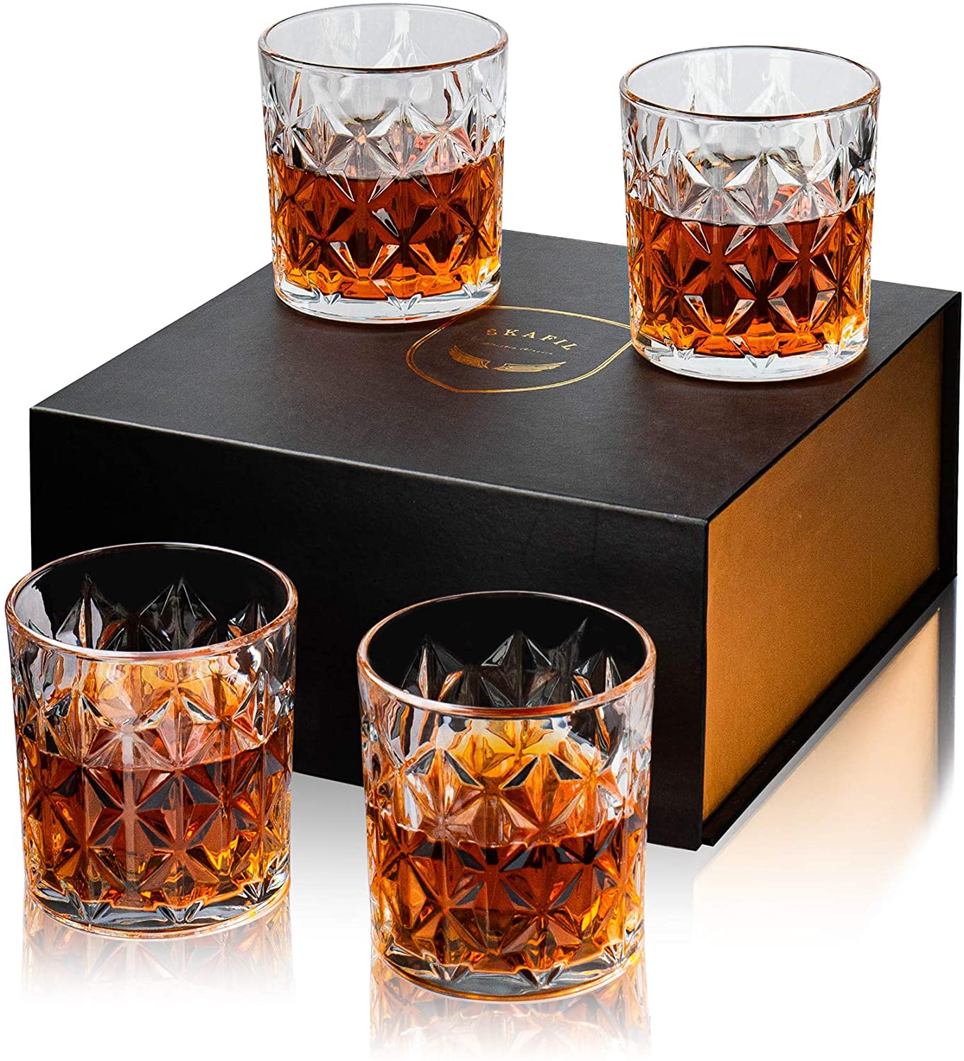 Skafil Old Fashioned Whiskey Glasses Set of 4