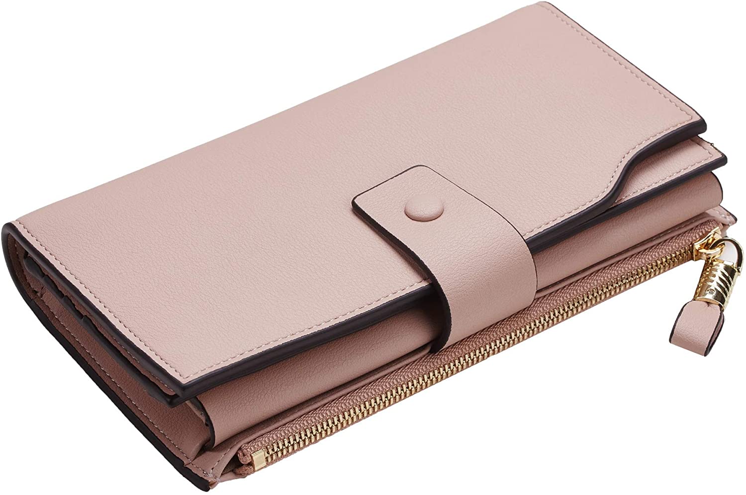 Travelambo Womens RFID Blocking Large Capacity Luxury Waxed Genuine Leather Clutch Wallet Multi Card Organizer