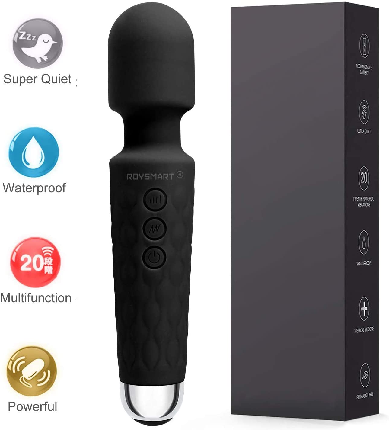 Wand Power Massager, Roysmart Massager with 20 Magic Vibration Modes