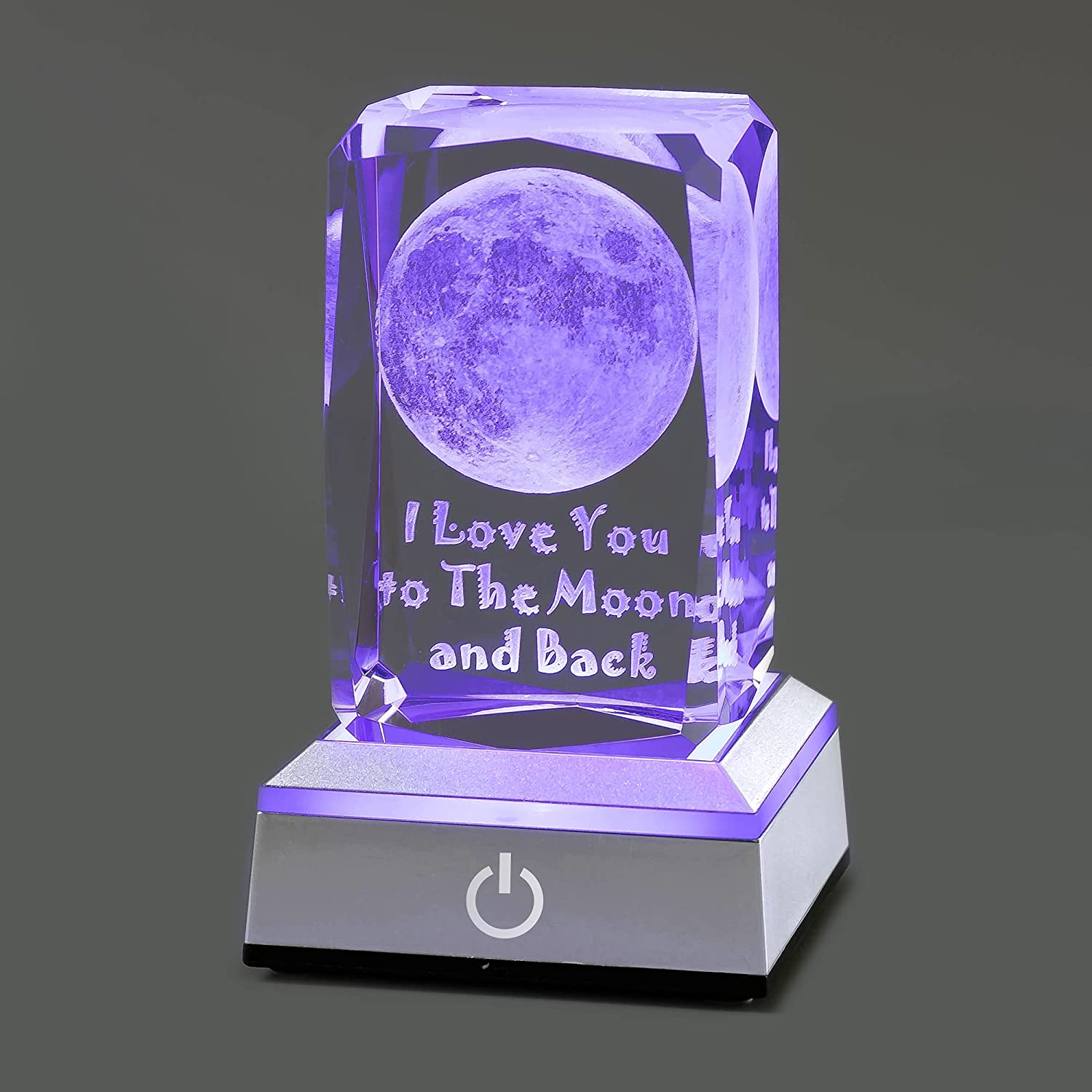 hochance 3D Moon Crystal with LED Colorful Light Base