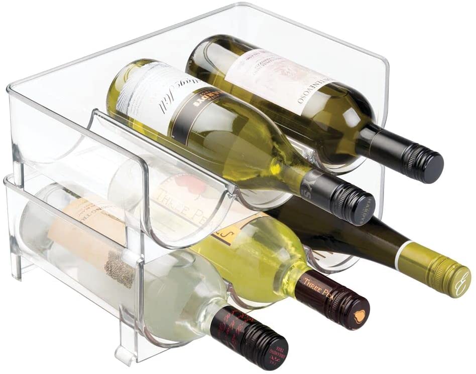 mDesign Modern Plastic Stackable Vertical Standing Wine Bottle Holder Stand