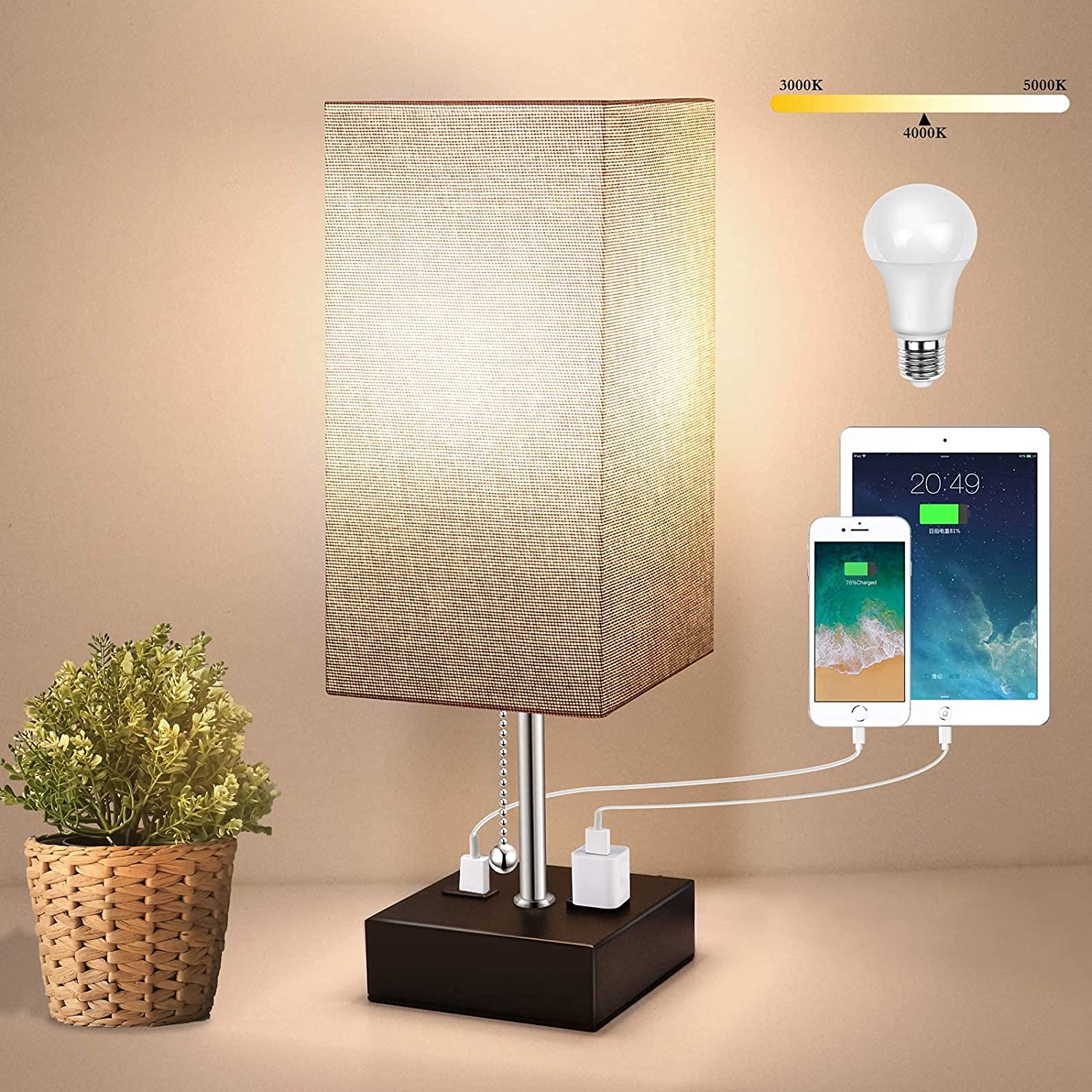 3-Color Temperature Bedside Lamp