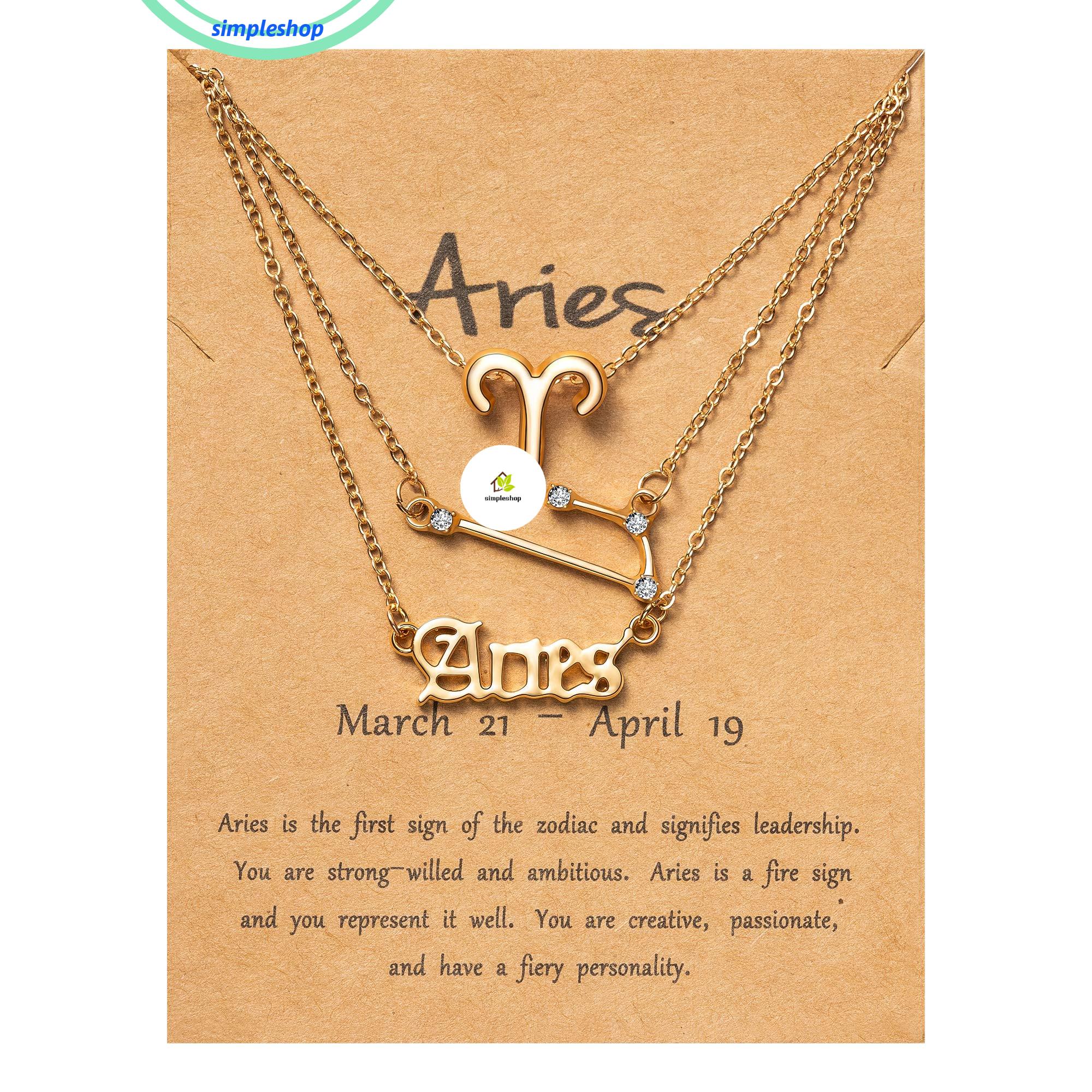 3pcs Zodiac Necklaces 12 Constellation Pendant Necklace Astrology Horoscope Old English Zodiac Sign Necklace Jewelry with Message Card for Women Girls Jewelry