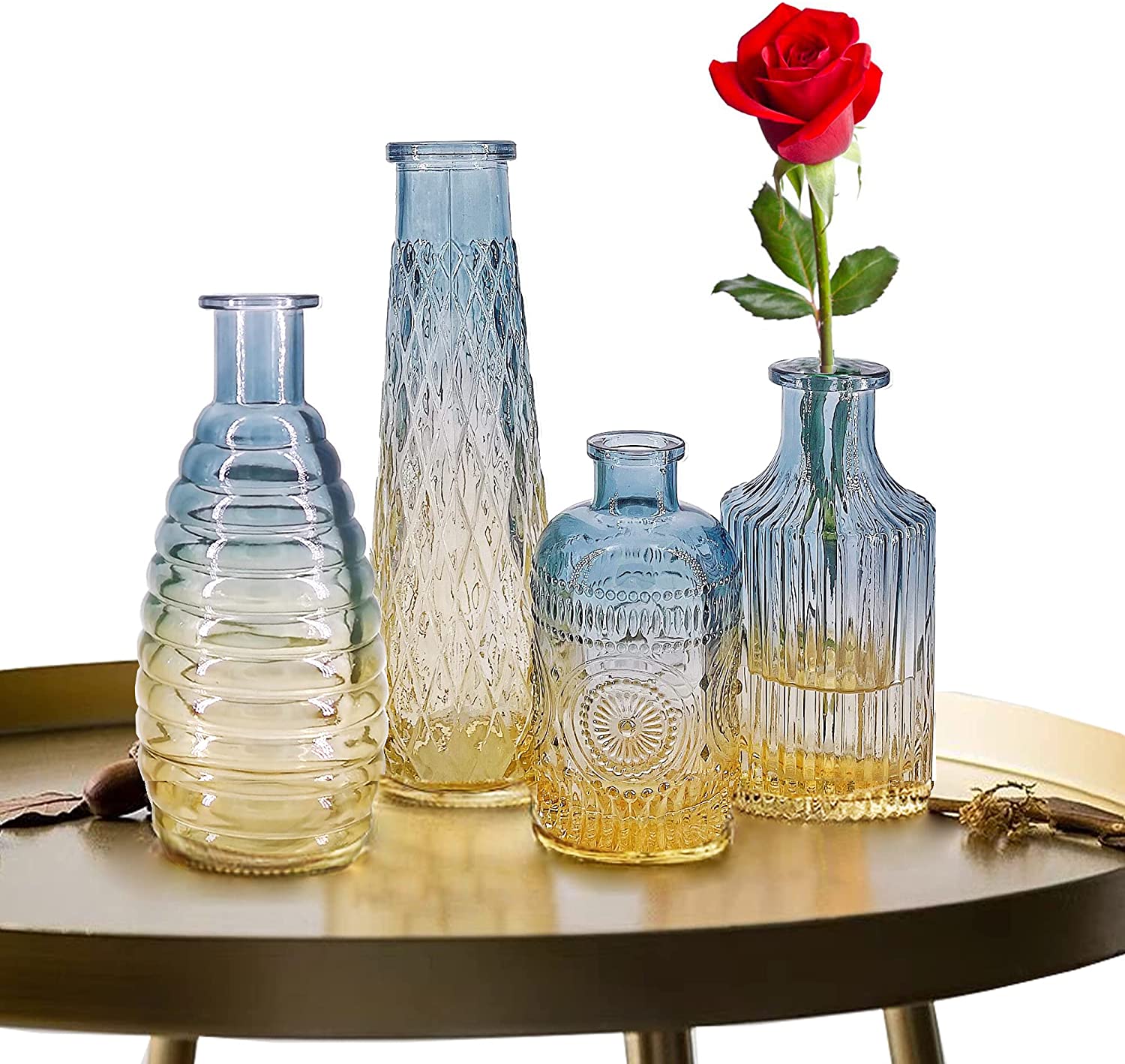 Baroque Bud Glass Vase Set of 4