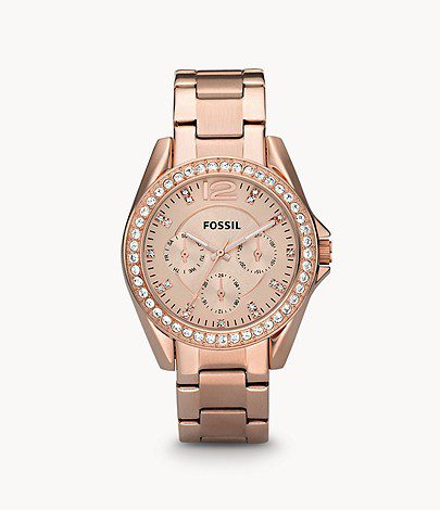 Fossil Women's Riley Stainless Steel Crystal-Accented Multifunction Quartz Watch