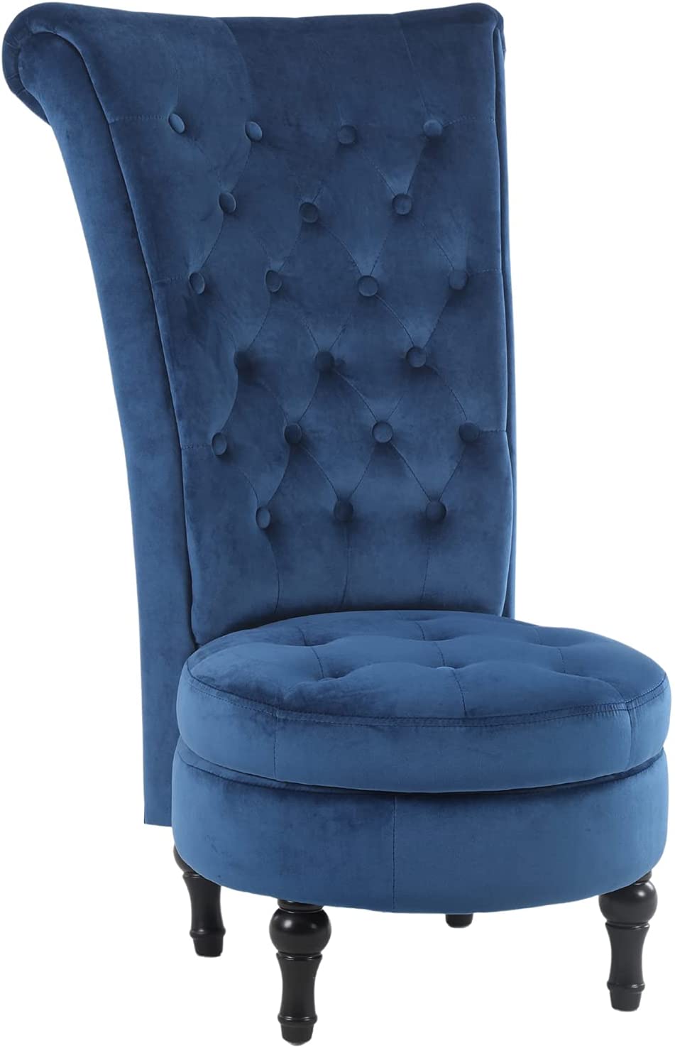 High Back Accent Chair Tufted Velvet Armless Chair Retro Throne Chair