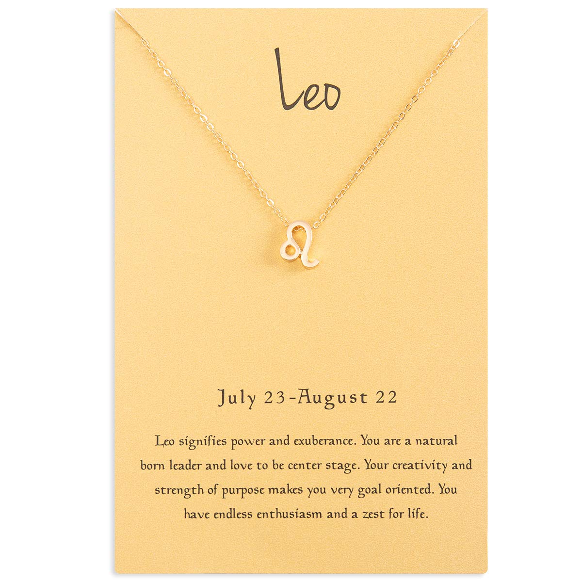 Leo- Zealmer 18K Gold Plated 12 Zodiac Sign Letter Pendant Necklace 