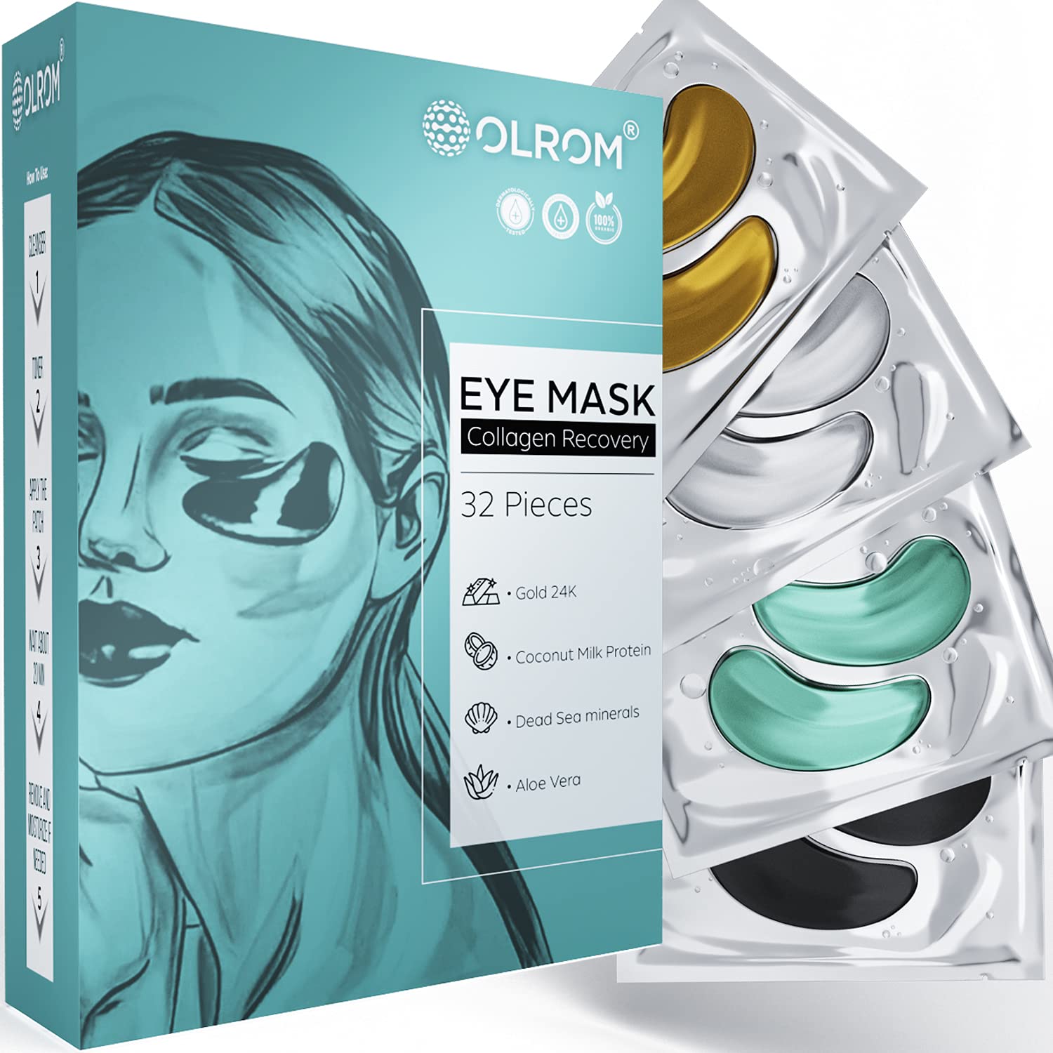 Olrom Eye Mask - 4 Kits Under Eye Patches