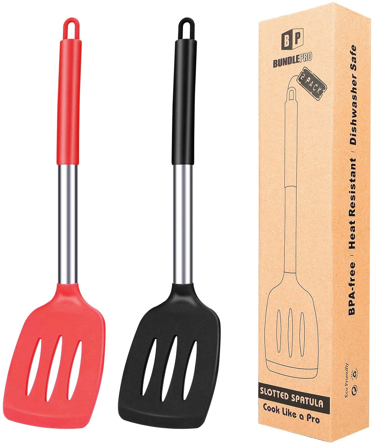 Pack of 2 Silicone Slotted Spatula