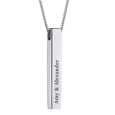 RESVIVI Sterling Silver 3D Engraved Personalized Bar Name Necklace Custom Made Any Name Pendant Necklace