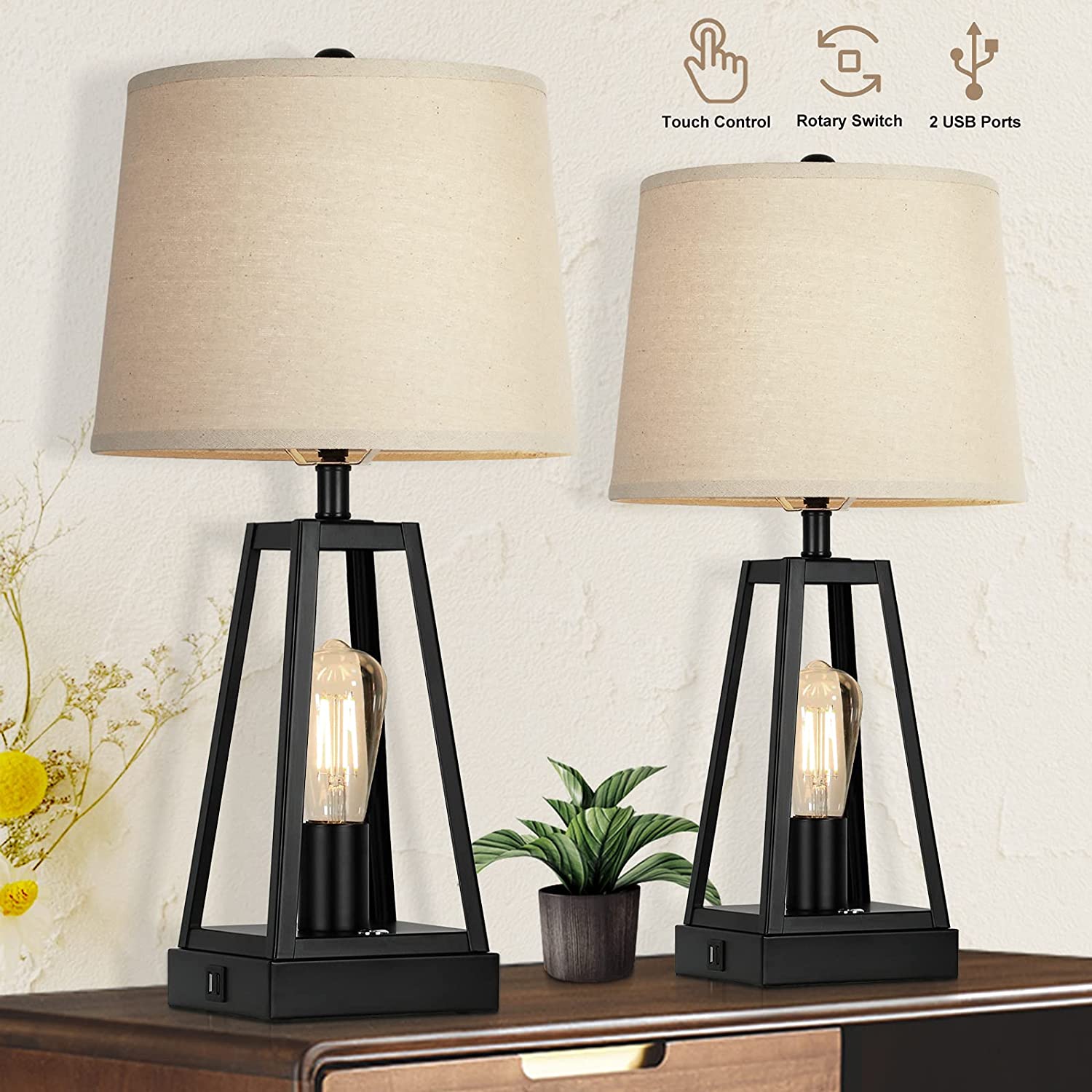 Set of 2 Farmhouse Touch Table Lamps