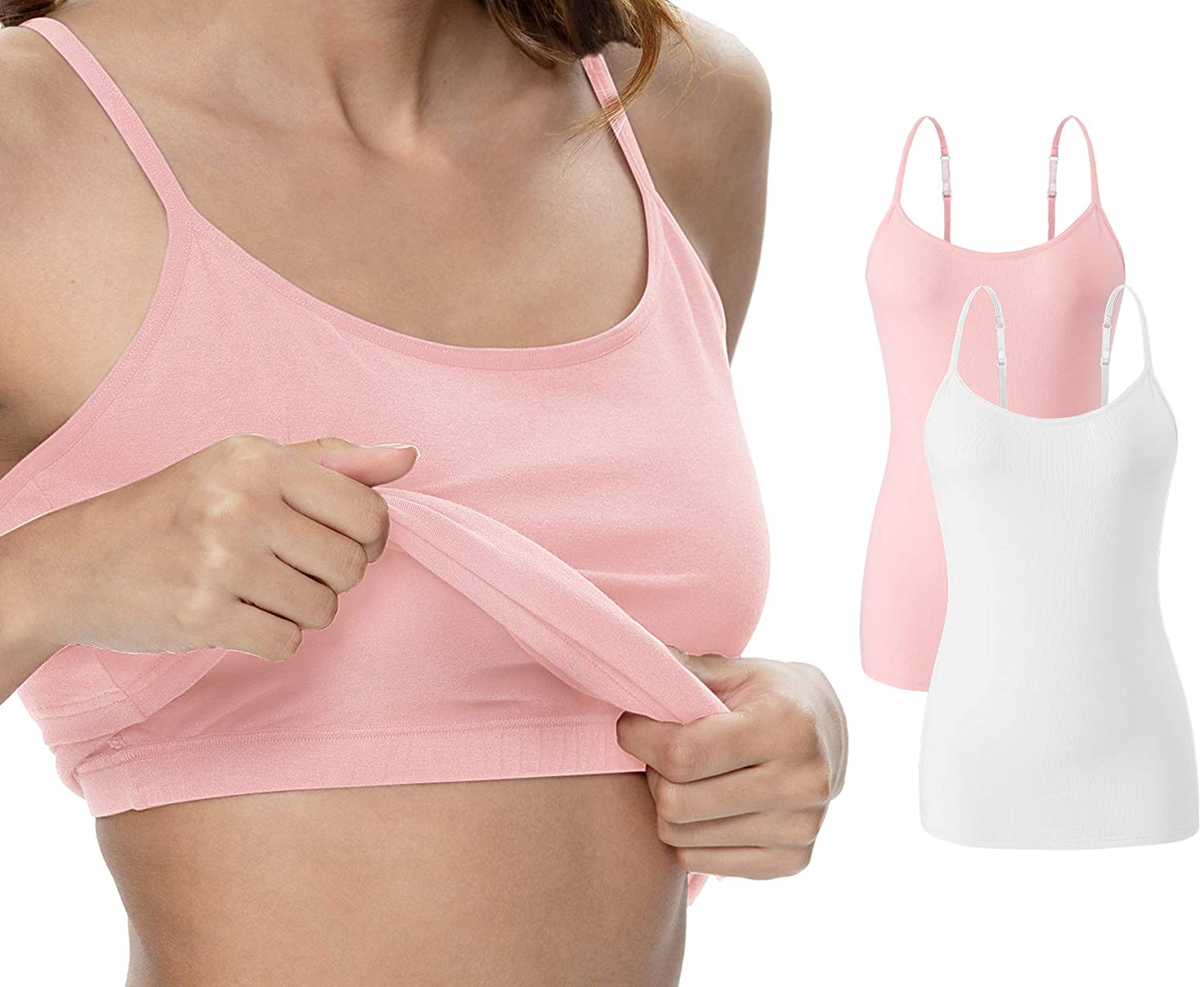 Vislivin Womens Cotton Camisole Adjustable Strap Tank Tops with Shelf Bra Stretch Undershirts