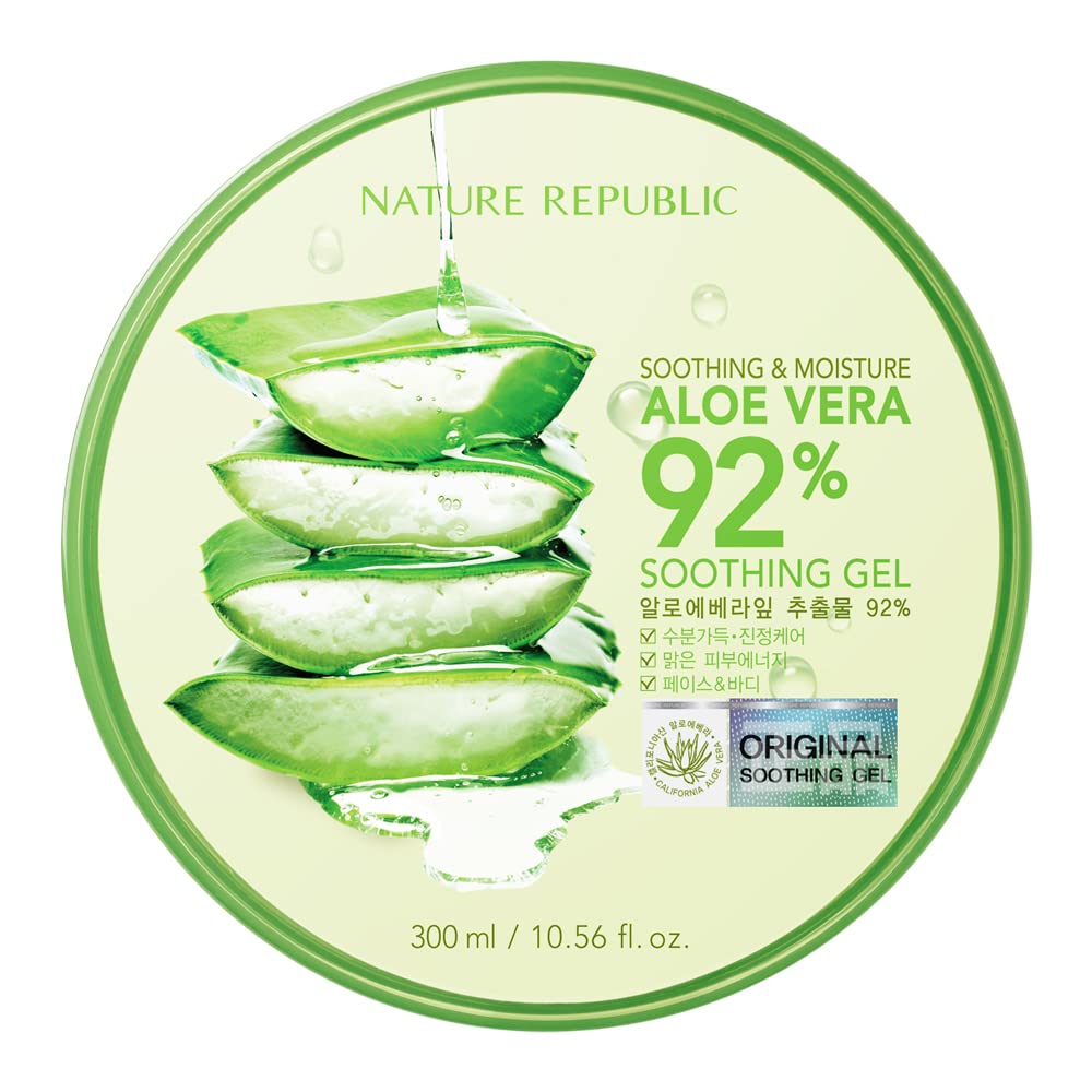 the Nature Republic New Soothing Moisture Aloe Vera Gel 92 Percent Korean Cosmetics