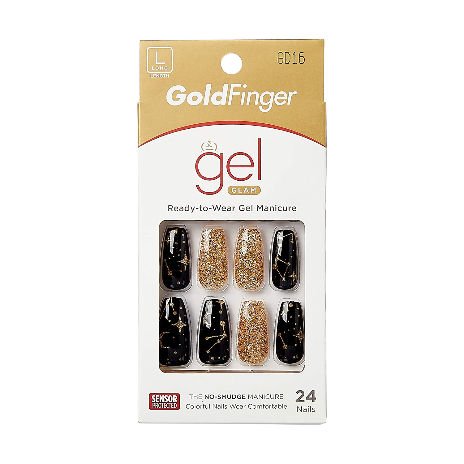 Gold Finger Gel Glam Design Nail Press On Nails