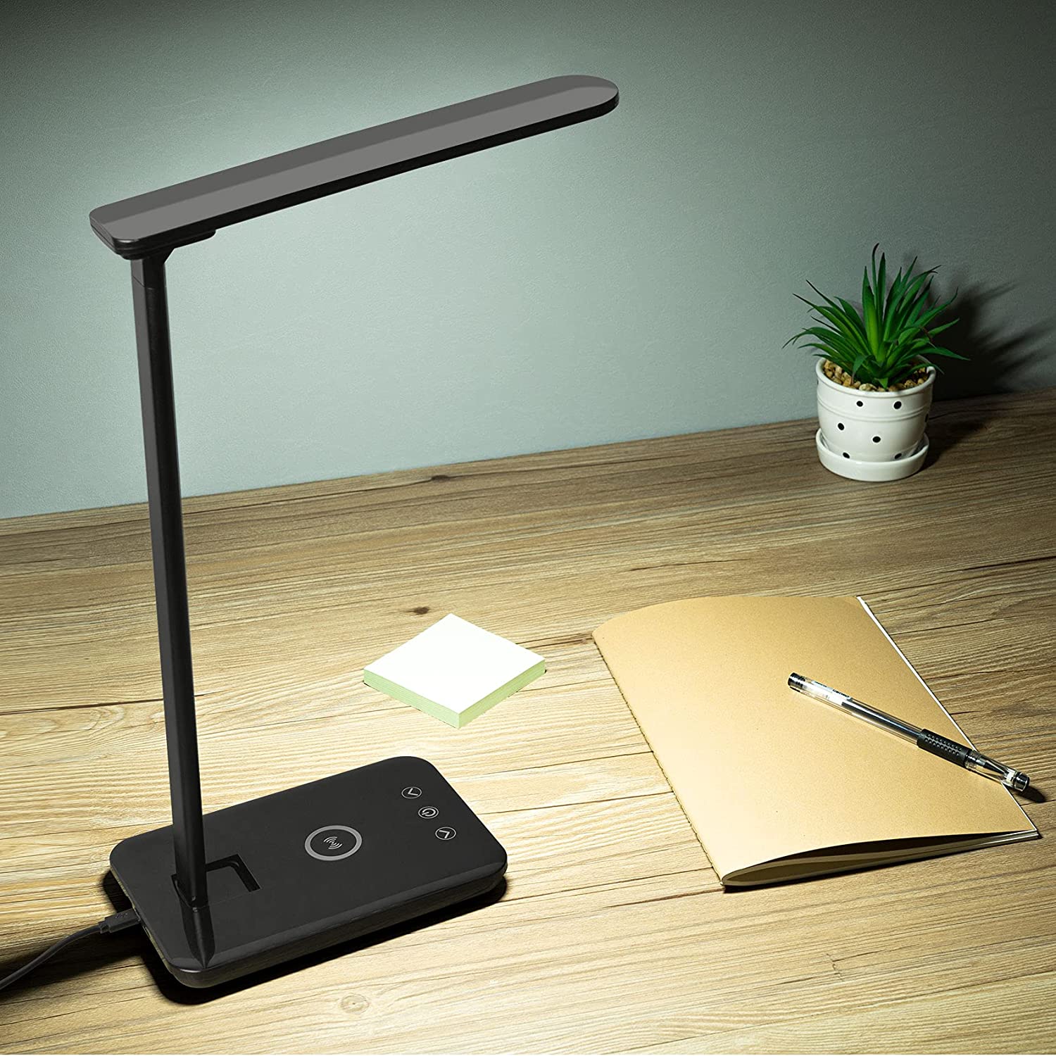 LED Desk Lamp with 10W Wireless Charger and USB Charging Port