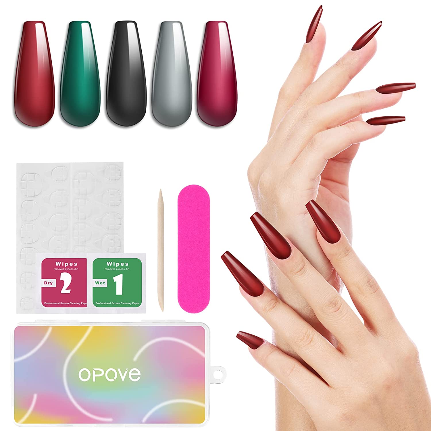 OPOVE Glossy Long Press on Nails