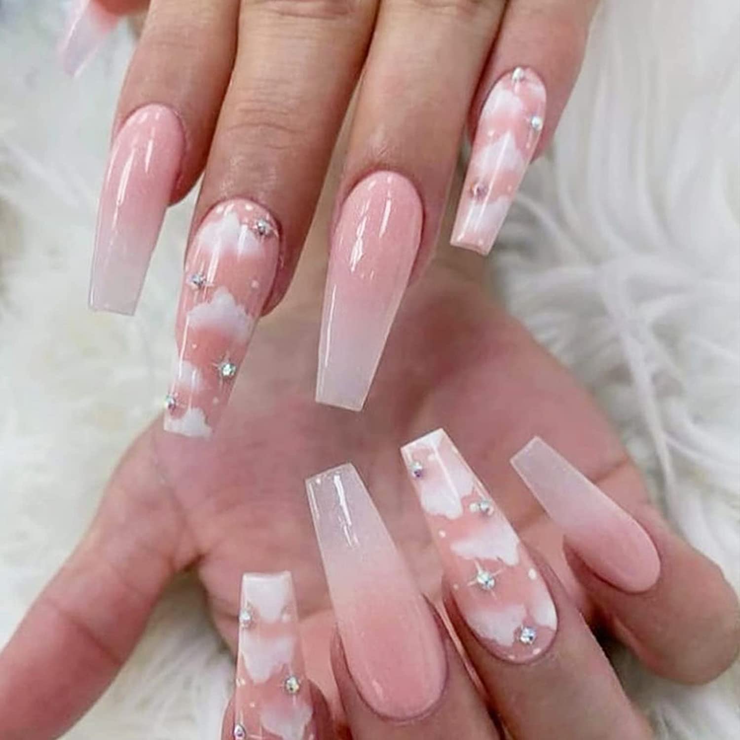 YOSOMK 24PCS Pink Press on Nails 