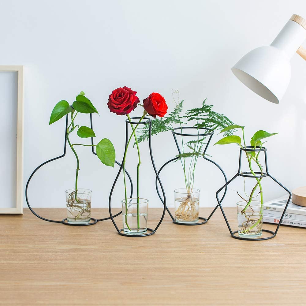 Glass Vases with Metal Stand