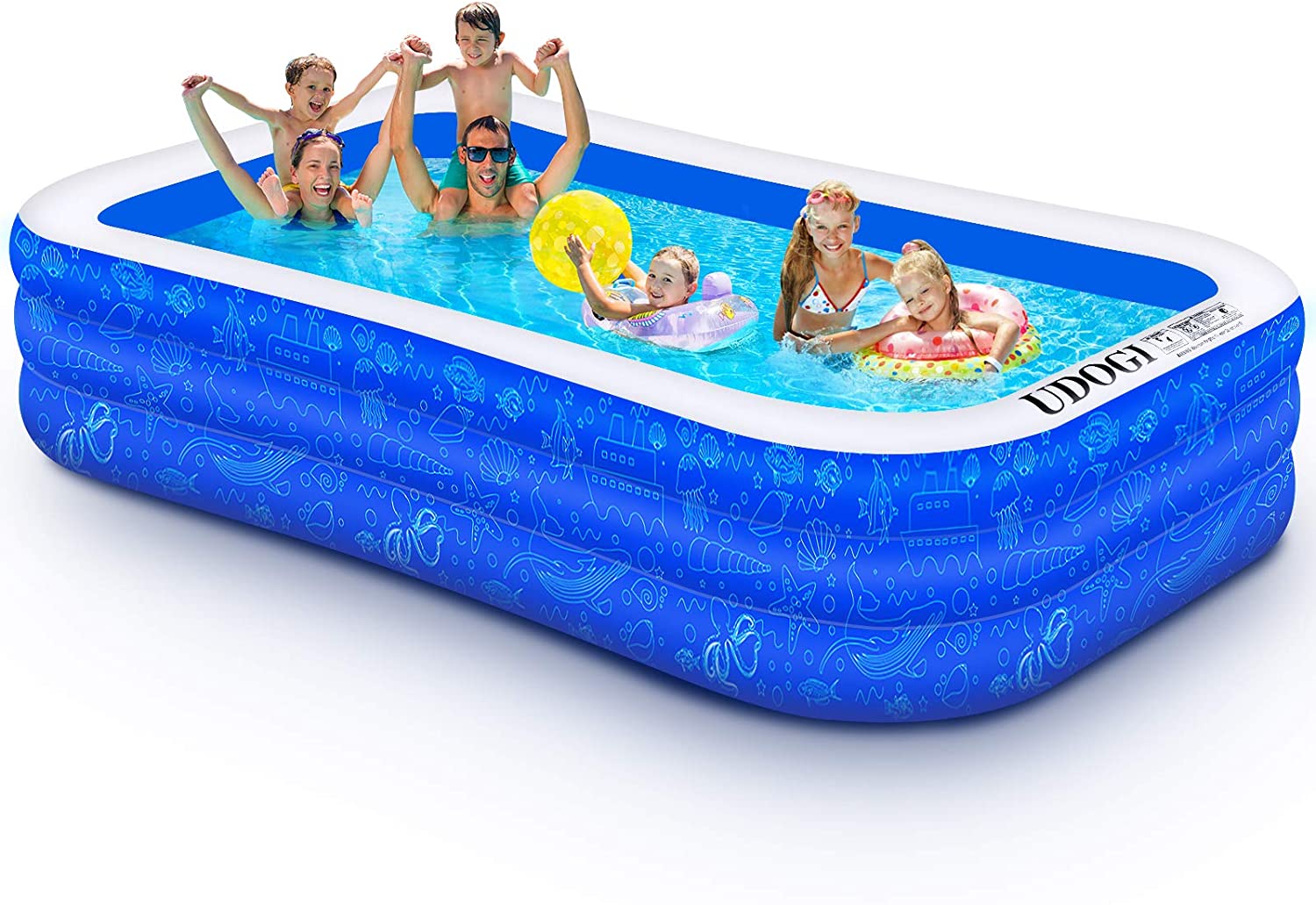 Adults No Filter iWINTOP 【FedEx Arrives Within 6-8 Days】 10 FT Family Swimming Pools Above Ground for Backyard/Outside Portable Inflatable Top Ring Swimming Pools for 2-6 Kids 