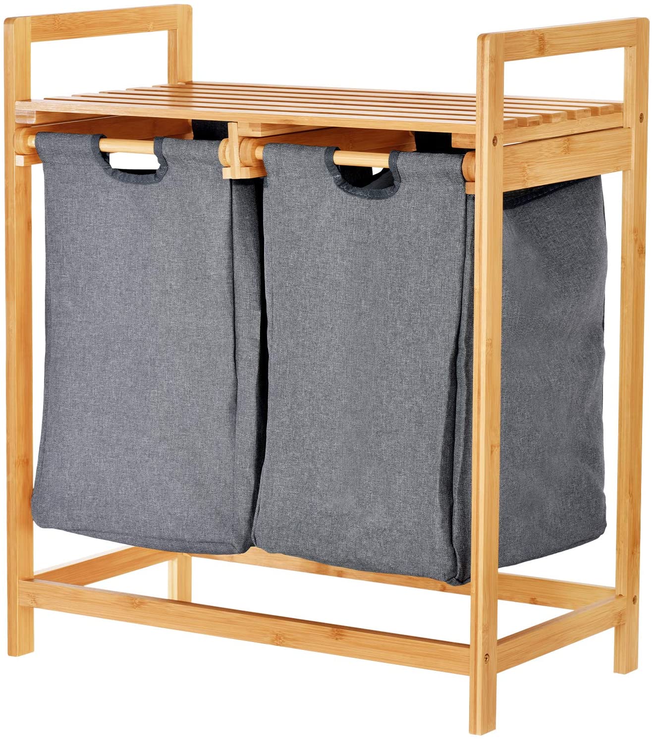 Laundry Basket with Removable Sliding Bags & Shelf