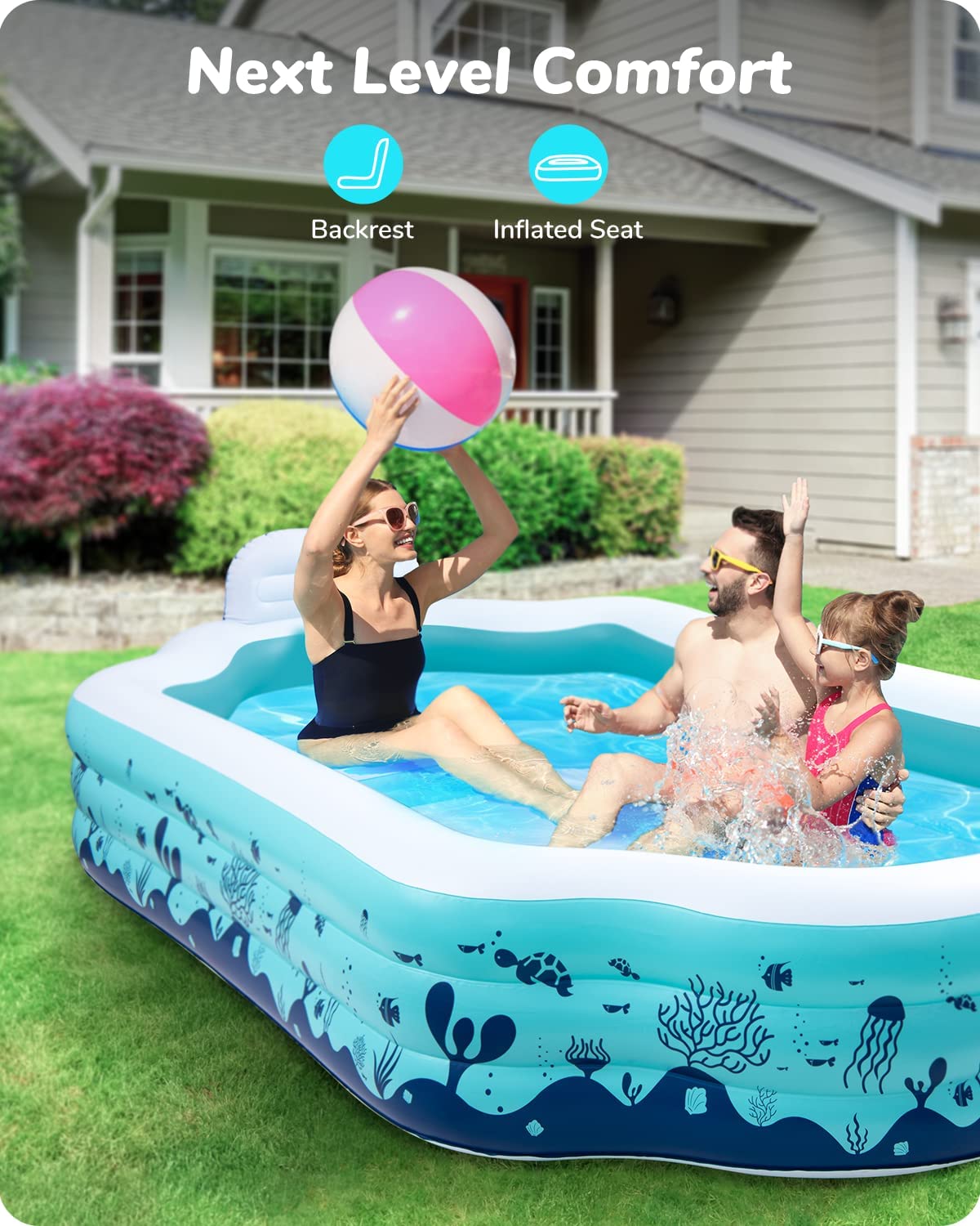 Valwix Full-Sized Family Blow Up Pool 