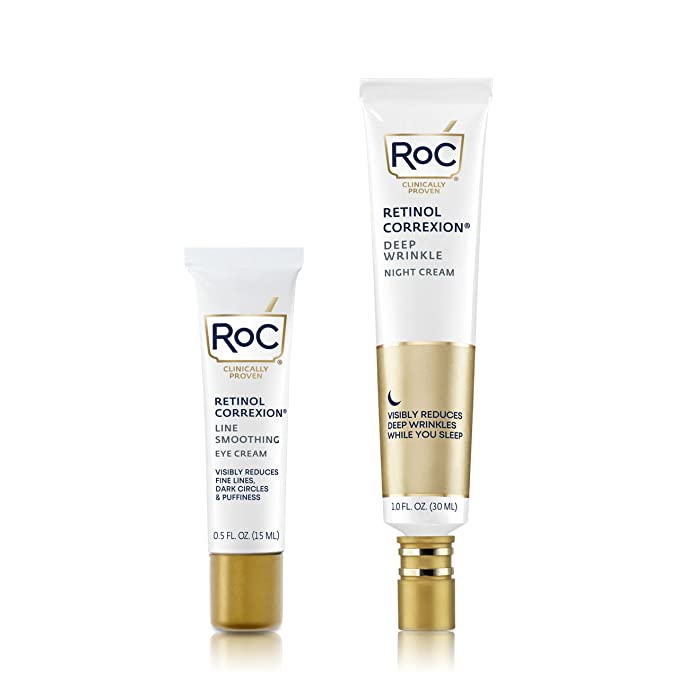 RoC Retinol Duo Deep Wrinkle Anti-Aging Night Face Cream and Retinol Correxion Daily Eye Cream