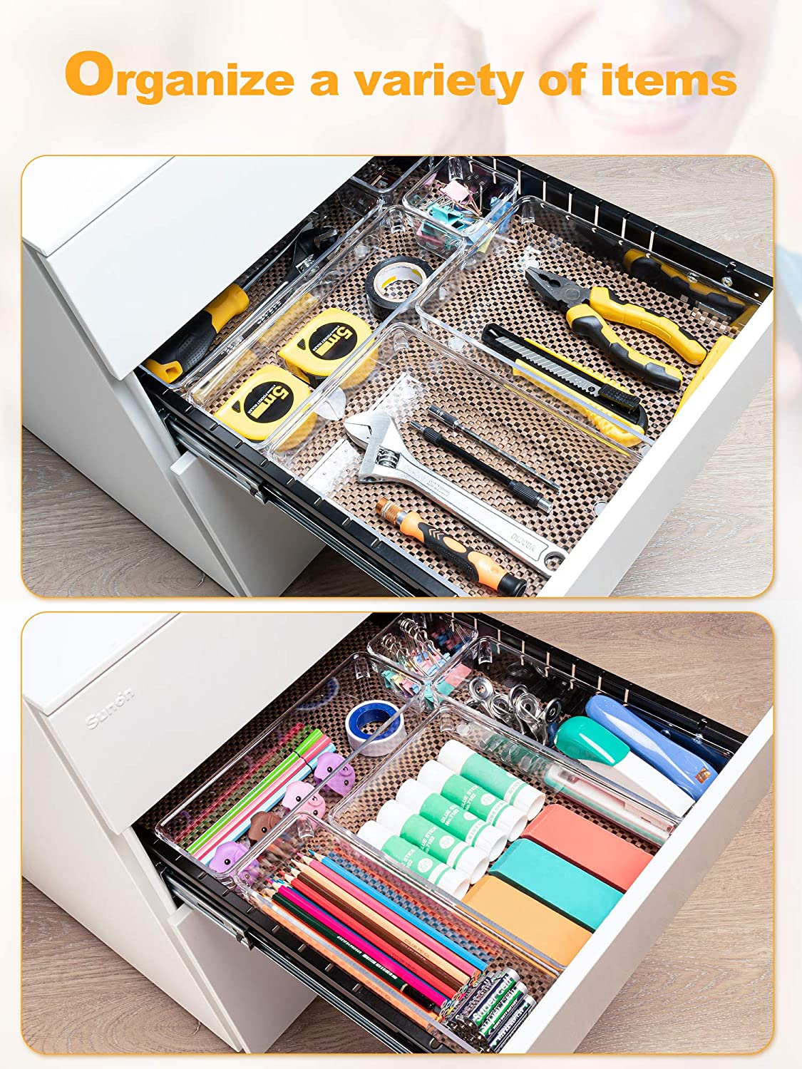 SMARTAKE 28-Piece Drawer Organizers with Non-Slip Silicone Pads
