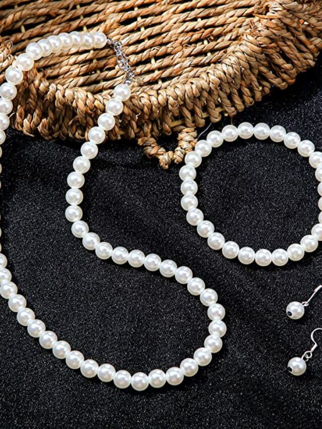 Faux Pearl Jewelry Set Simulated Pearl Necklace