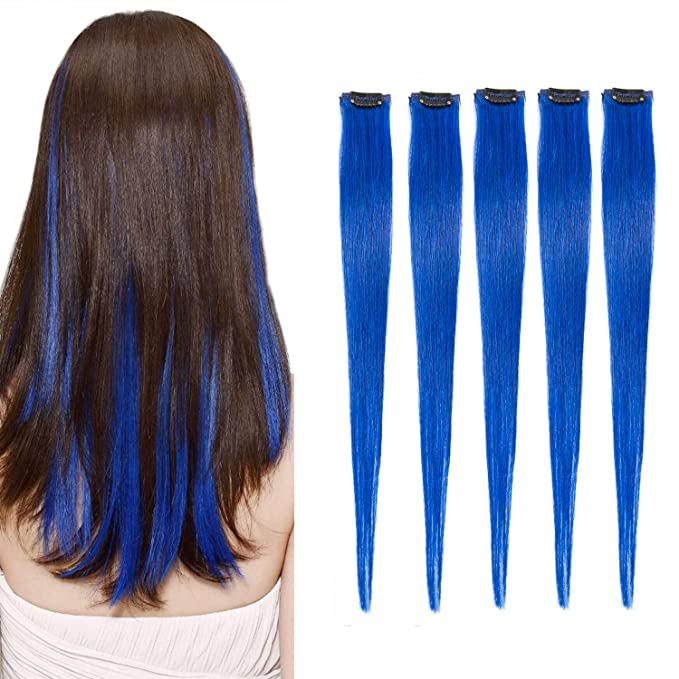 Blue Clip in Hair Extensions