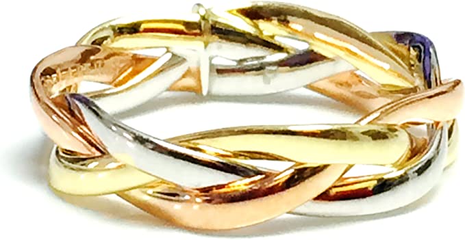 Tri-Color Gold Intertwined Braided Ring