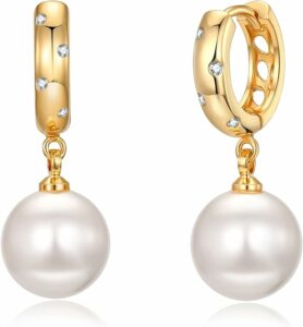 XYJZXY Elegant Simulated Pearl Hoop Earrings for Women