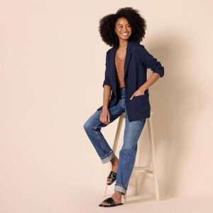 Amazon Essentials Women's Relaxed-Fit Soft Ponte Blazer